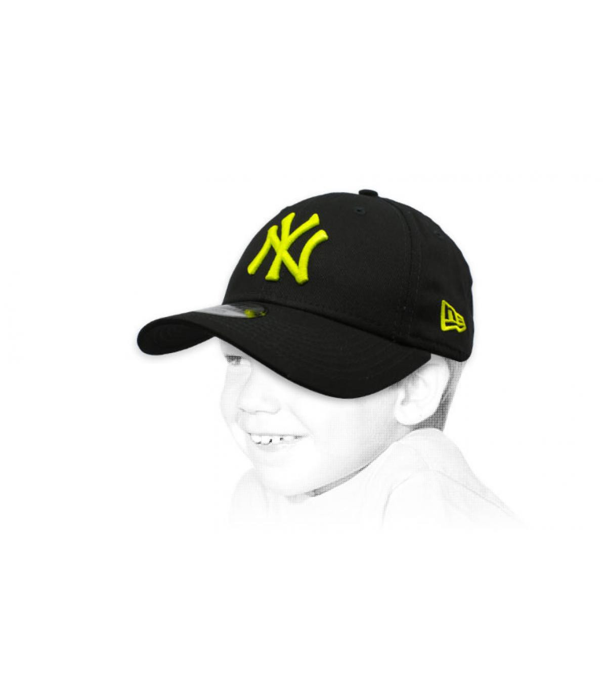 cap NY bambino nero giallo Kids League Ess NY 9Forty black cyber green